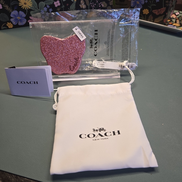 COACH Glitter Butterfly Compact Mirror Pink - Picture 2 of 7